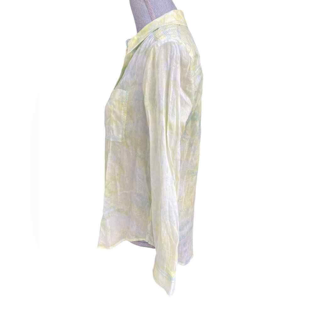 Anthropologie Pilcro Yellow Blue Tie Dye Button Down Cate Shirt woman’s sz small - Picture 4 of 7